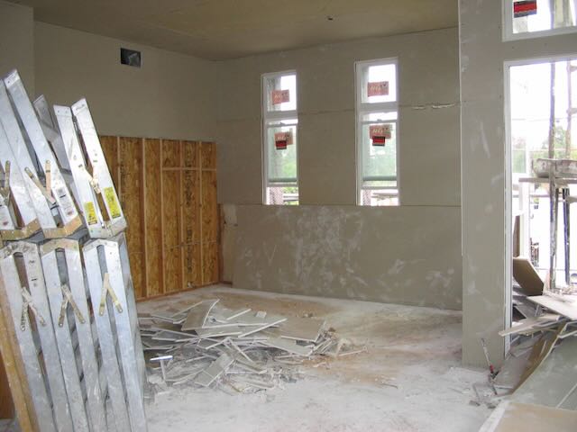 the living area of an under-construction condo