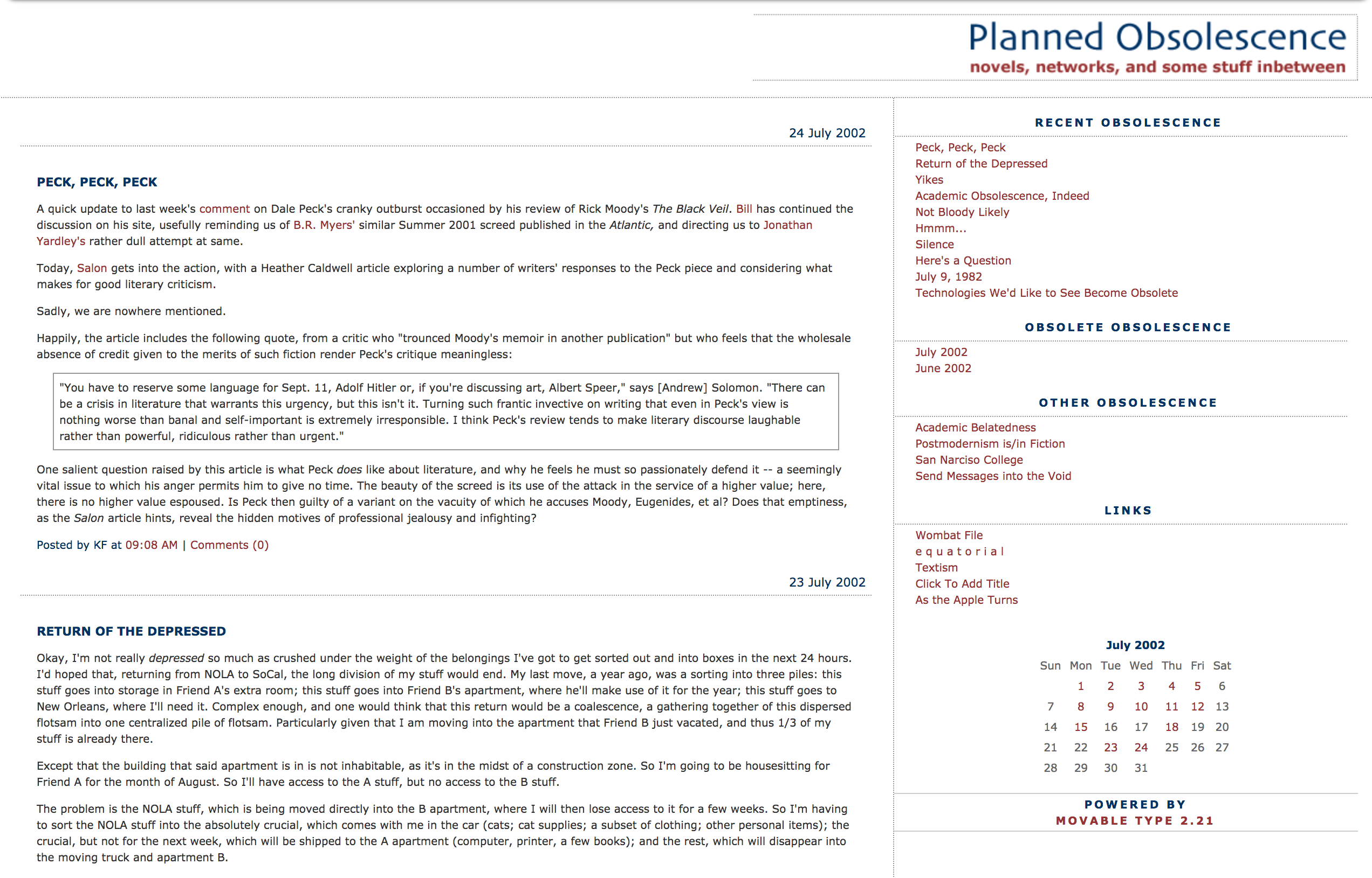 The 2002 version of Planned Obsolescence