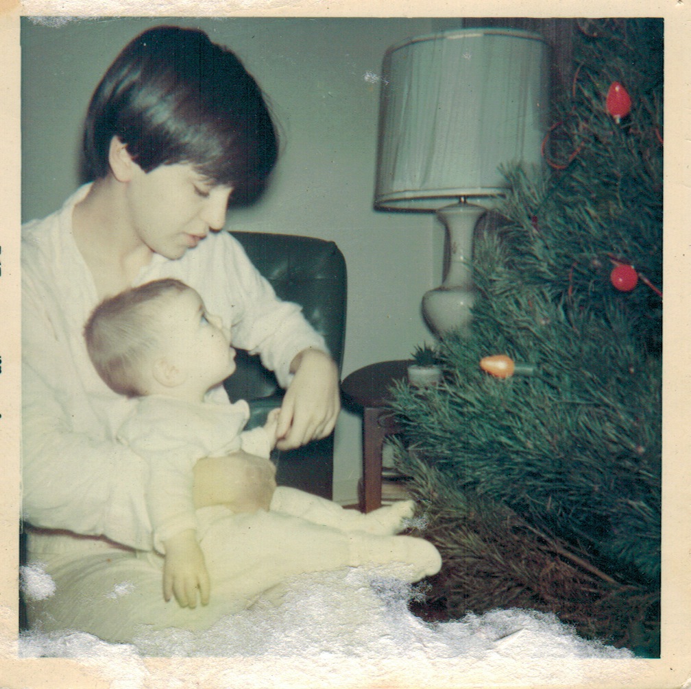 Mom & me, next to the tree