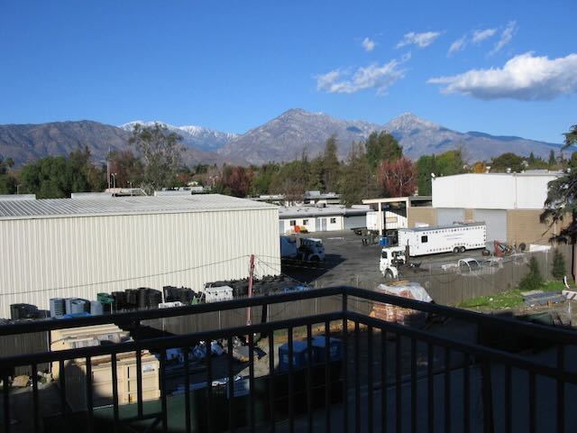 the view from the balcony, with railing
