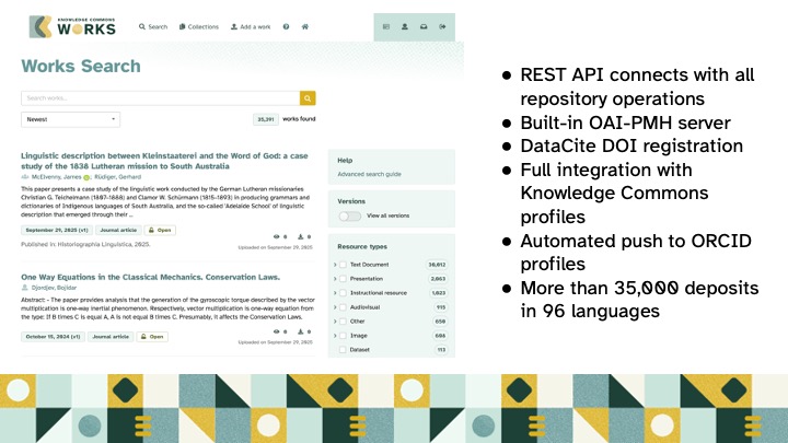 screenshot of KCWorks Search