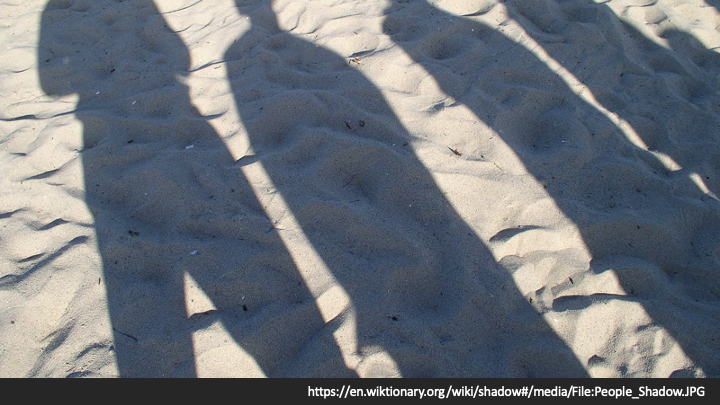 Shadows of people on a beach