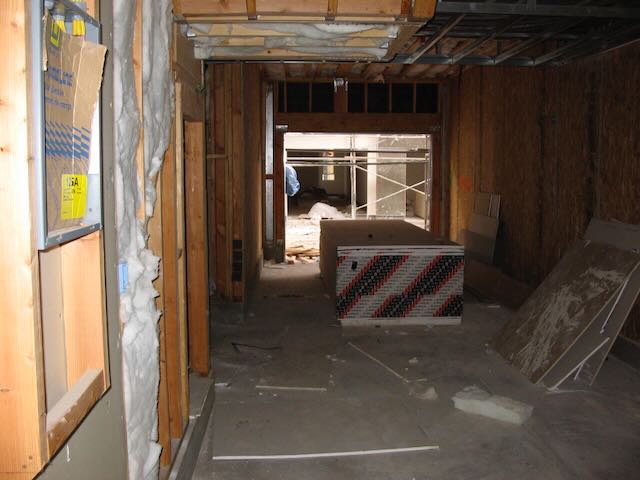 the garage of an under-construction condo
