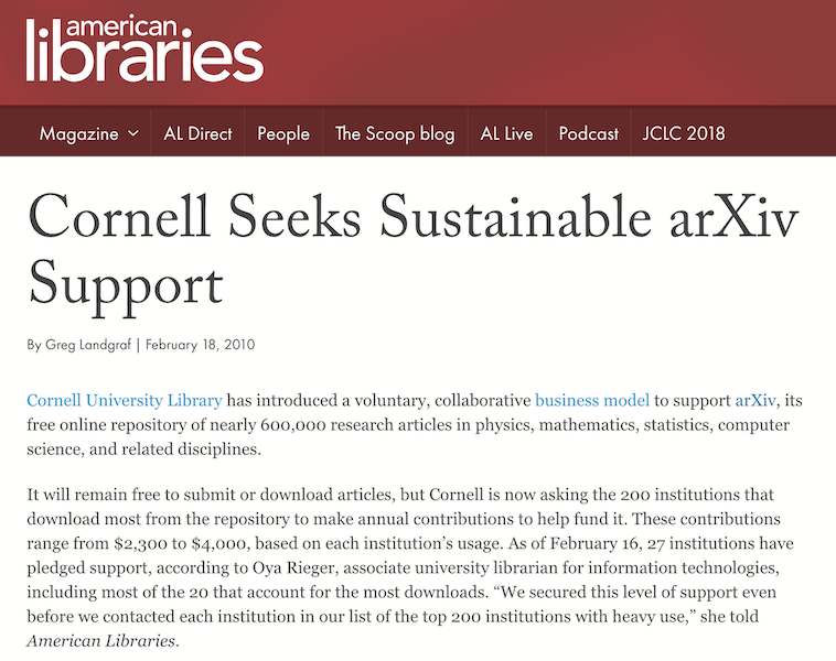 arXiv sustainability plan