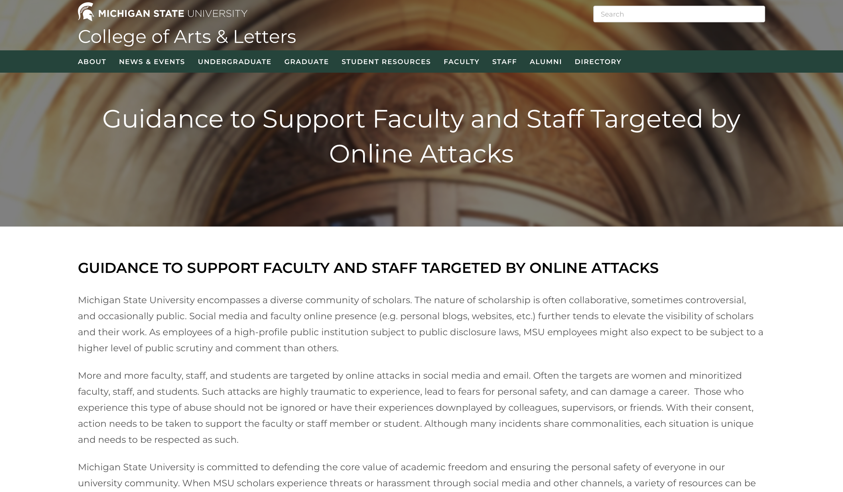 Screenshot of CAL guidance document