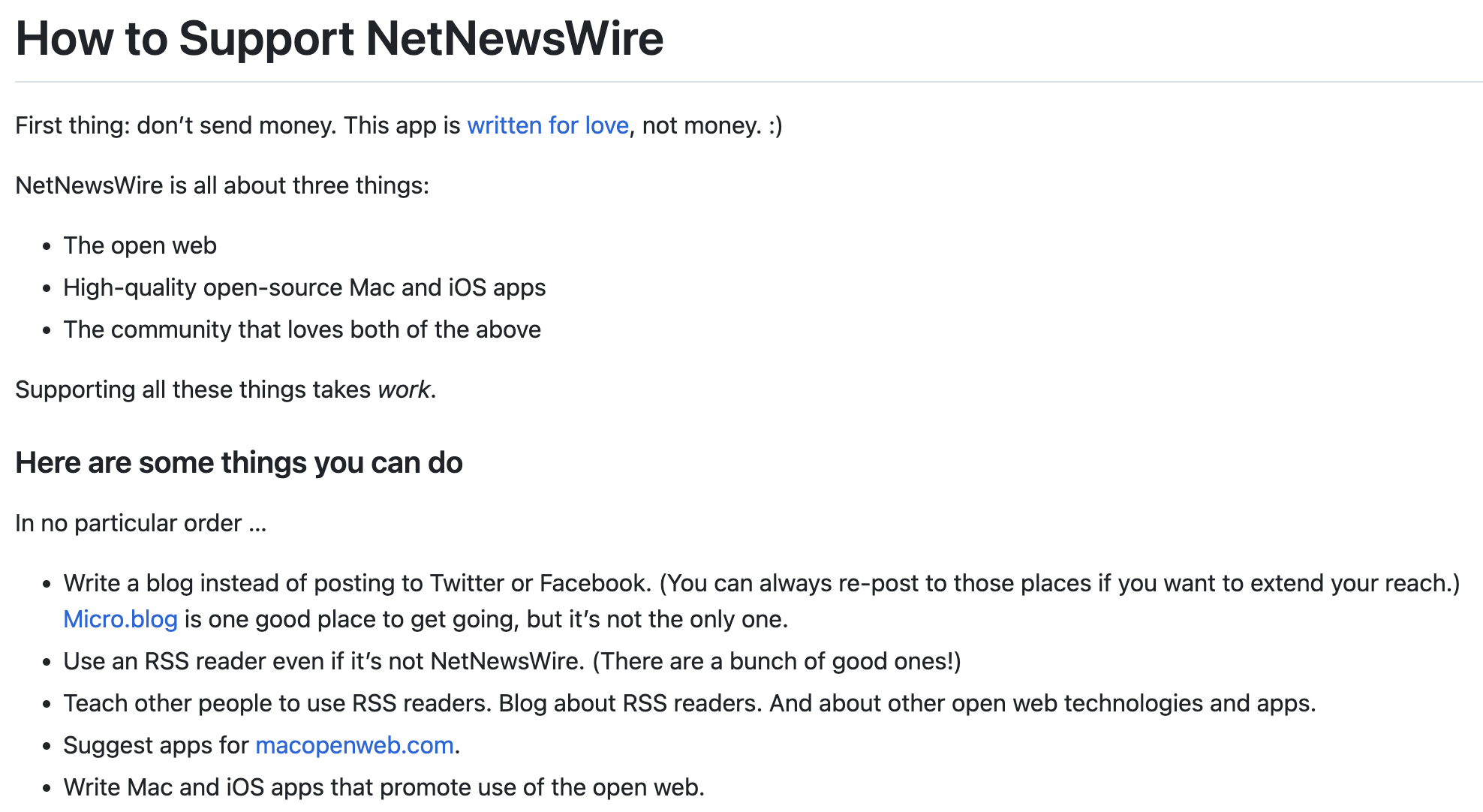 How to support NetNewsWire