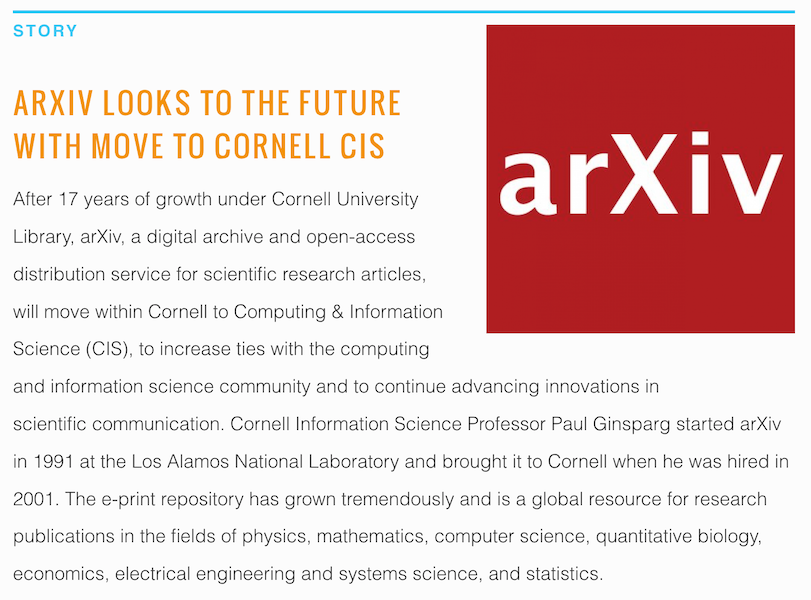 arxiv move to CIS