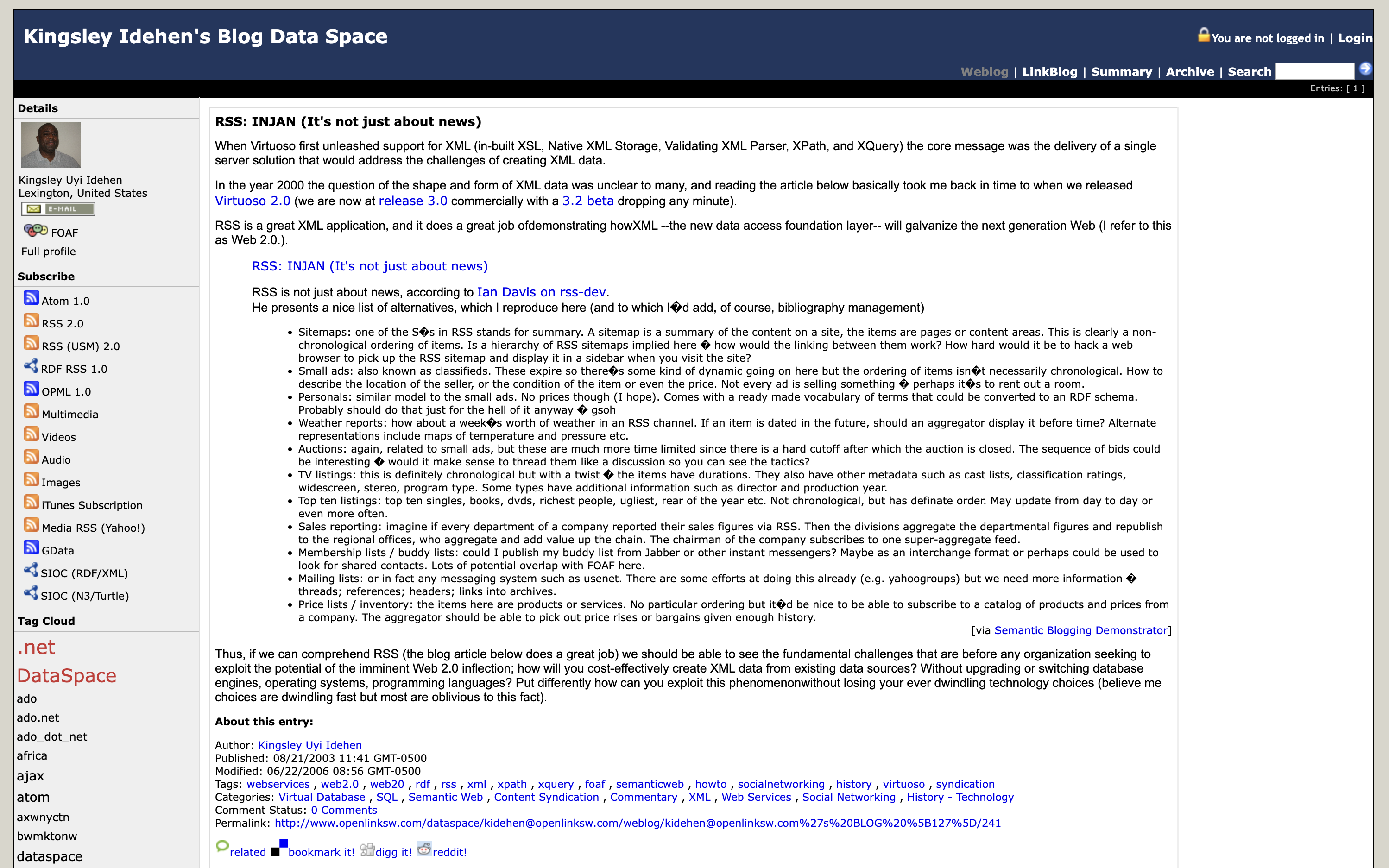 Screenshot of Idehen, RSS INJAN