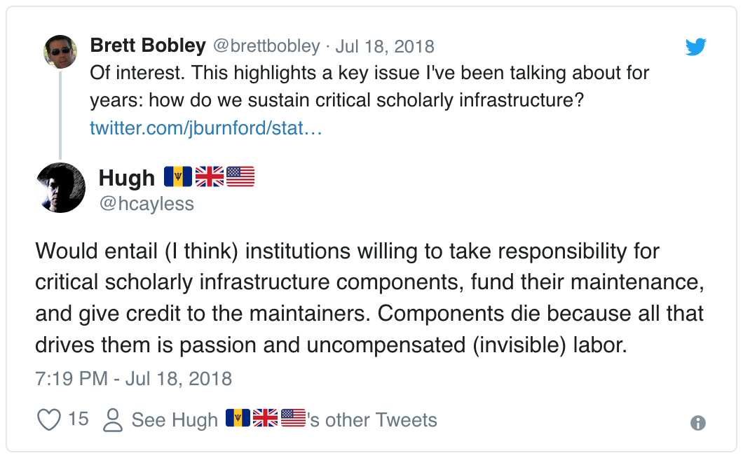 Tweet from Hugh Cayless