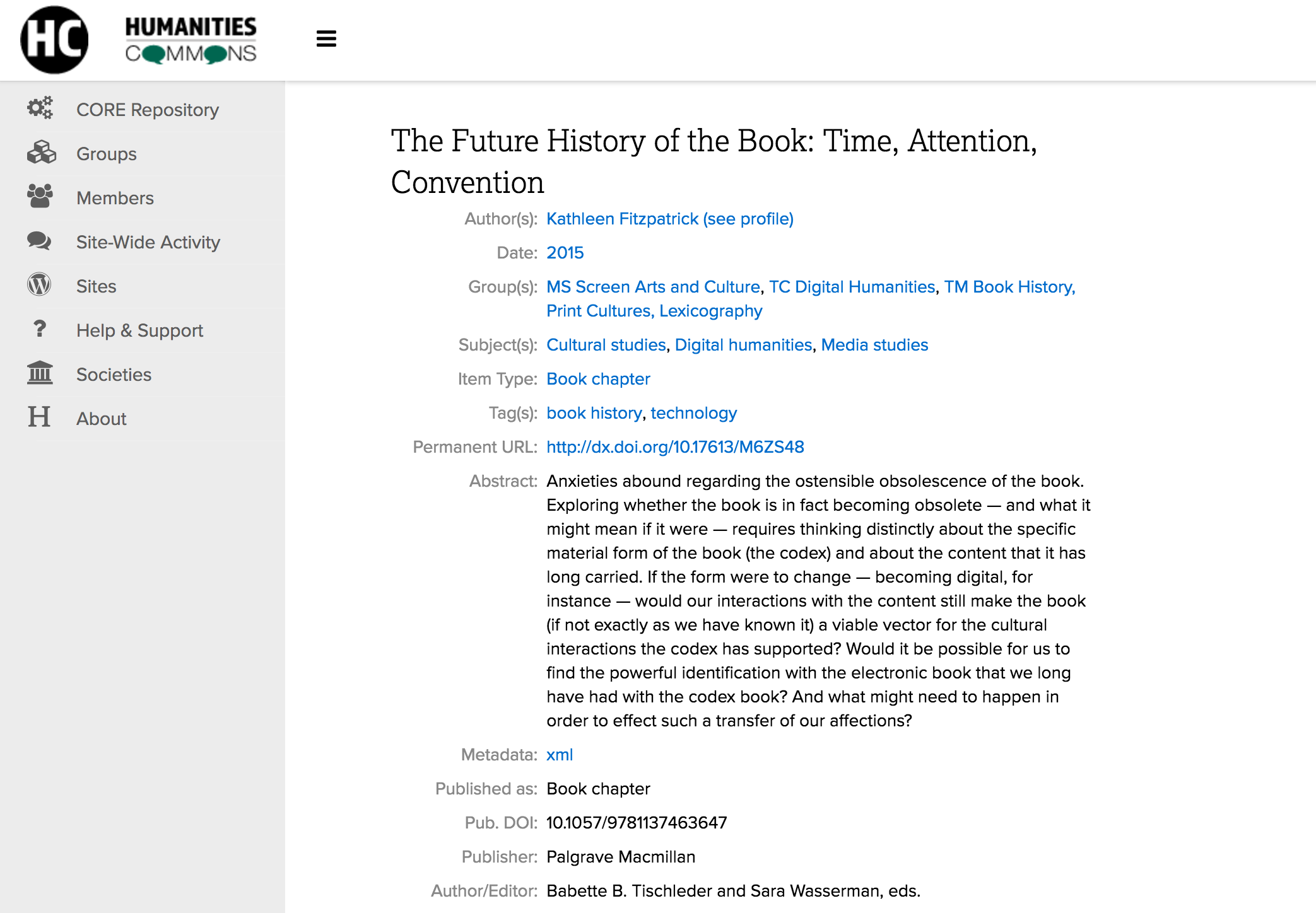 Screenshot of CORE item