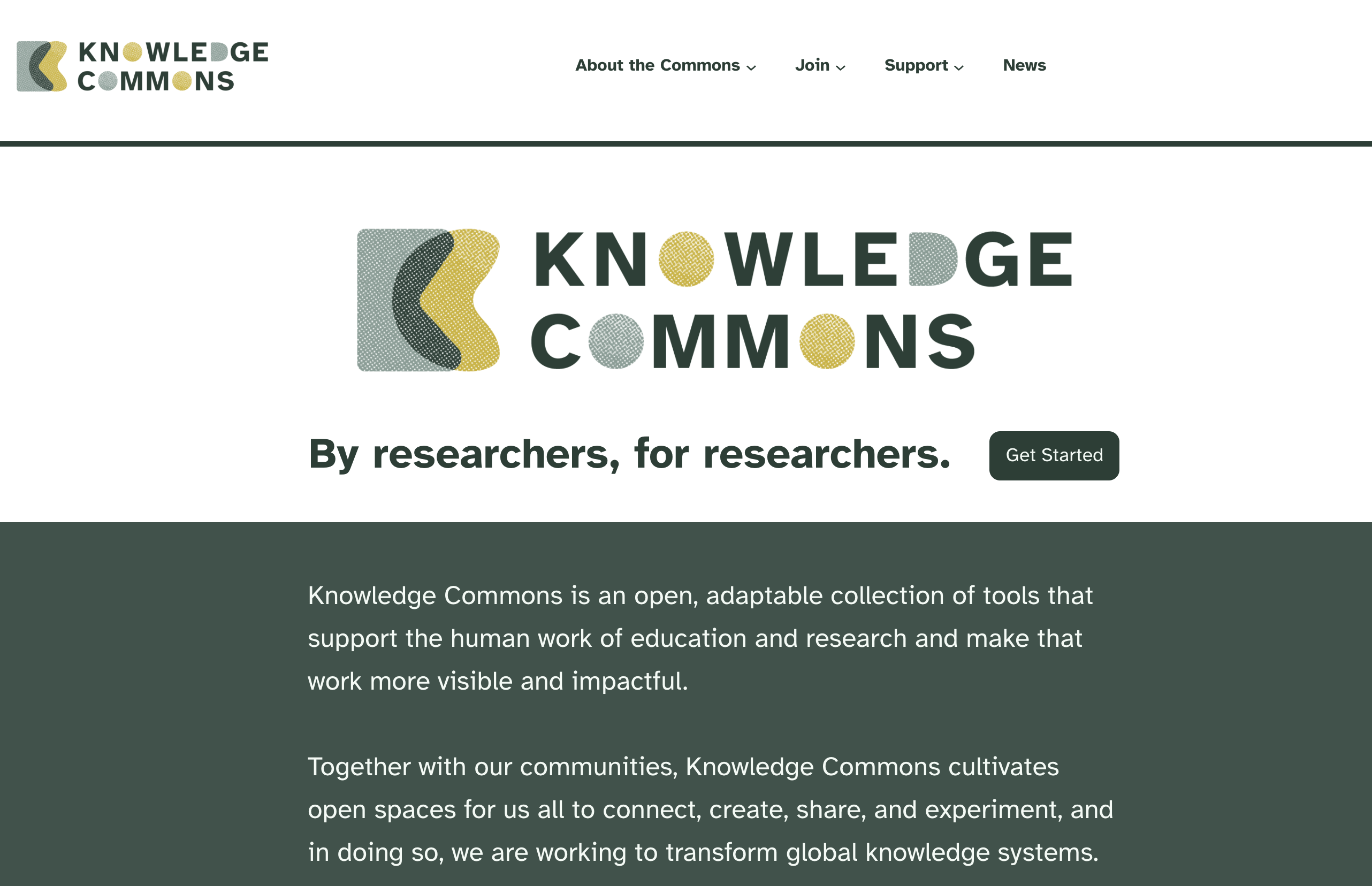 Screenshot of about.hcommons.org
